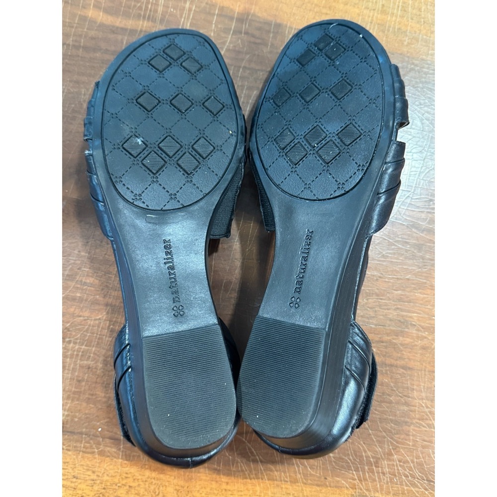 Naturalizer Black Leather Strappy D'Orsay Sandals with Ankle Buckle - Picture 7 of 9